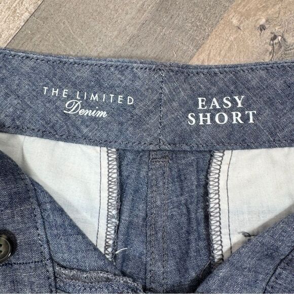 The Limited Chambray Easy Short Cuffed Hem Low Rise Chino Shorts Blue 2 - Picture 7 of 12